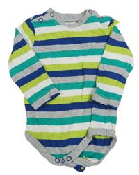 Bílo-zeleno-safírové pruhované body Topomini