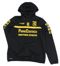Černá sportovní mikina s potiskem a kapucí 
