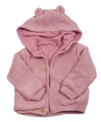 Růžový propínací podšitý svetr s kapucí M&S