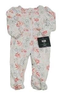 Nové - Bílo-červený květovaný overal 