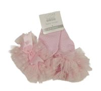 Nové - Světlerůžové ponožky s krajkou 
