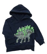 Tmavomodrá mikina s dinosaurem a kapucí C&A