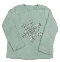 Mátová plyšová pyžamová mikina s vločkou z flitrů PRIMARK