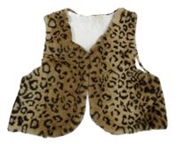 Hnědá vzorovaná kožešinová podšitá vesta 