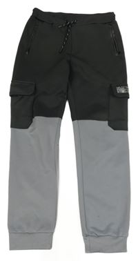 Tmavošedo-šedé sportovní tepláky s kapssami Pep&Co