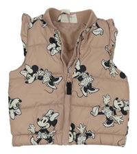 Starorůžová šusťáková zateplená vesta s Minnie H&M