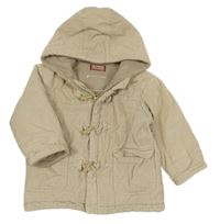 Béžová manšestrová zateplená bunda s kapucí