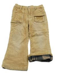 Béžové podšité manšestrové kalhoty 