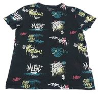 Černé tričko s nápisy Primark