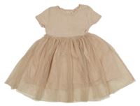 Světlerůžové žebrované šaty s tylovou sukní se srdíčky H&M