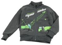 Šedá propínací mikina s bagry Sezon 