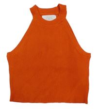 Červený žebrovaný pletený crop top Zara