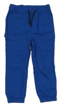 Modré plátěné cuff kalhoty Lupilu