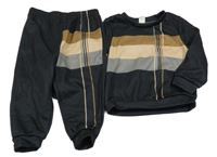 2 set - černo-béžová mikina + tepláky shein