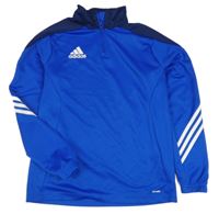 Safírovo-tmavomodrá sportovní mikina s logem Adidas