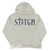 Bílá mikina s nápisem a kapucí - Stitch Disney