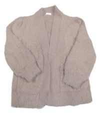 Pudrový pleteno/chlupatý cardigan Next