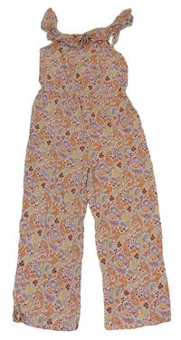 Pudrovo-barevný kalhotový overal s volánky Primark