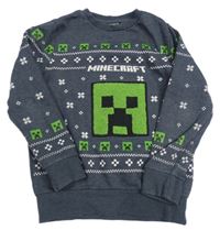 Tmavomodrá mikina Minecraft F&F