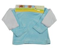 Nové - 2x - bílá + tyrkysová sametová mikina 