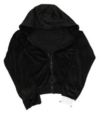 Černá sametová propínací crop mikina s kapucí Matalan