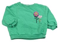 Zelená oversize mikina s kytičkami Next