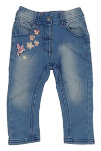 Modré teplákové rifle s kytičkami Ergee