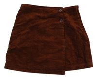 Hnědá manšestrová zavinovací sukně Next 