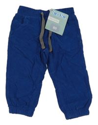 Nové - Tmavomodré manšestrové cuff kalhoty Lupilu