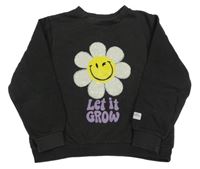 Tmavošedá mikina s květinou H&M