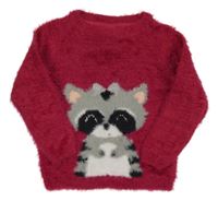 Tmavorůžový chlupatý svetr s mývalem  C&A