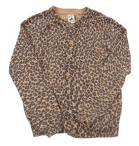 Broskvovo-šedý vzorovaný propínací svetr C&A