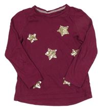 Tmavorůžové triko s hvězdičkami z flitrů Sweet Milie