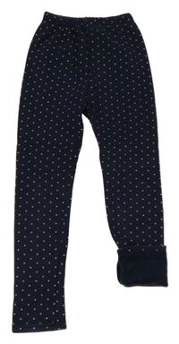 Tmavomodré zateplené legíny s puntíky Sheecute