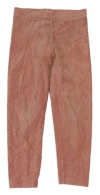 Růžové sametové žebrované legíny George