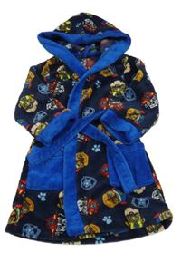 Tmavomodrý chlupatý župan s Paw Patrol a kapucí Nickelodeon