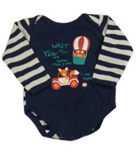 Tmavomodro-pruhované body se zvířátky Hema