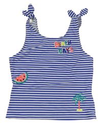 Tmavomodro-bílý pruhovaný UV top s flitry M&S