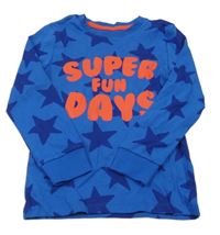 Safírové triko s nápisem a hvězdičkami F&F