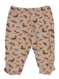 Broskvové capri legíny s motýly Alana