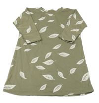 Khaki teplákové šaty s lístky 