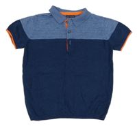 Tmavomodro-modré pletené polo tričko Next 