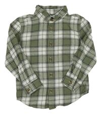 Olivovo-bílá kostkovaná flanelová košile Primark