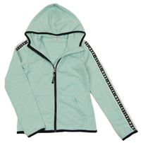 Světlezelená melírovaná propínací sportovní mikina s kapucí H&M