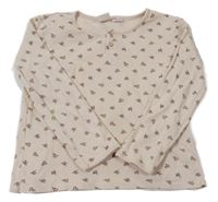 Béžové vzorované květované triko s knoflíčky Zara