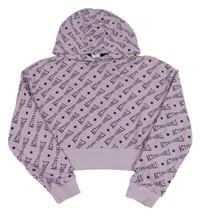Lila crop mikina s nápisy a kapucí C&A