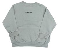Šedokhaki oversize mikina s nápisem a kapsou F&F