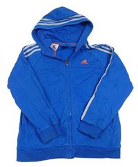 Cobaltově modrá propínací mikina s kapucí Adidas