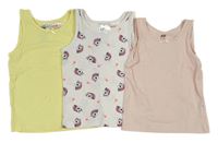 3x - Košilka s mašličkou - Žlutá, bílá s jednorožci, světlerůžová H&M