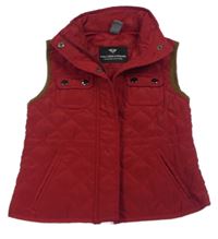 Tmavočervená prošívaná šusťáková lehce zateplená vesta Zara